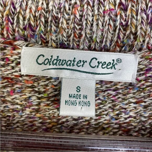 Coldwater Creek Rainbow Confetti Cardigan Sweater Small Beige 3/4 Bell Sleeve - Picture 9 of 12
